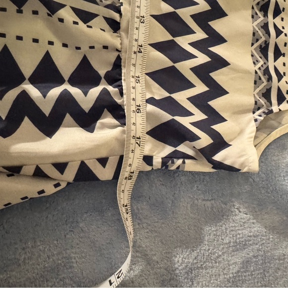 Blue & White Geometric Sleeveless Dress, Tiered Boho Summer Sundress - Picture 5 of 9